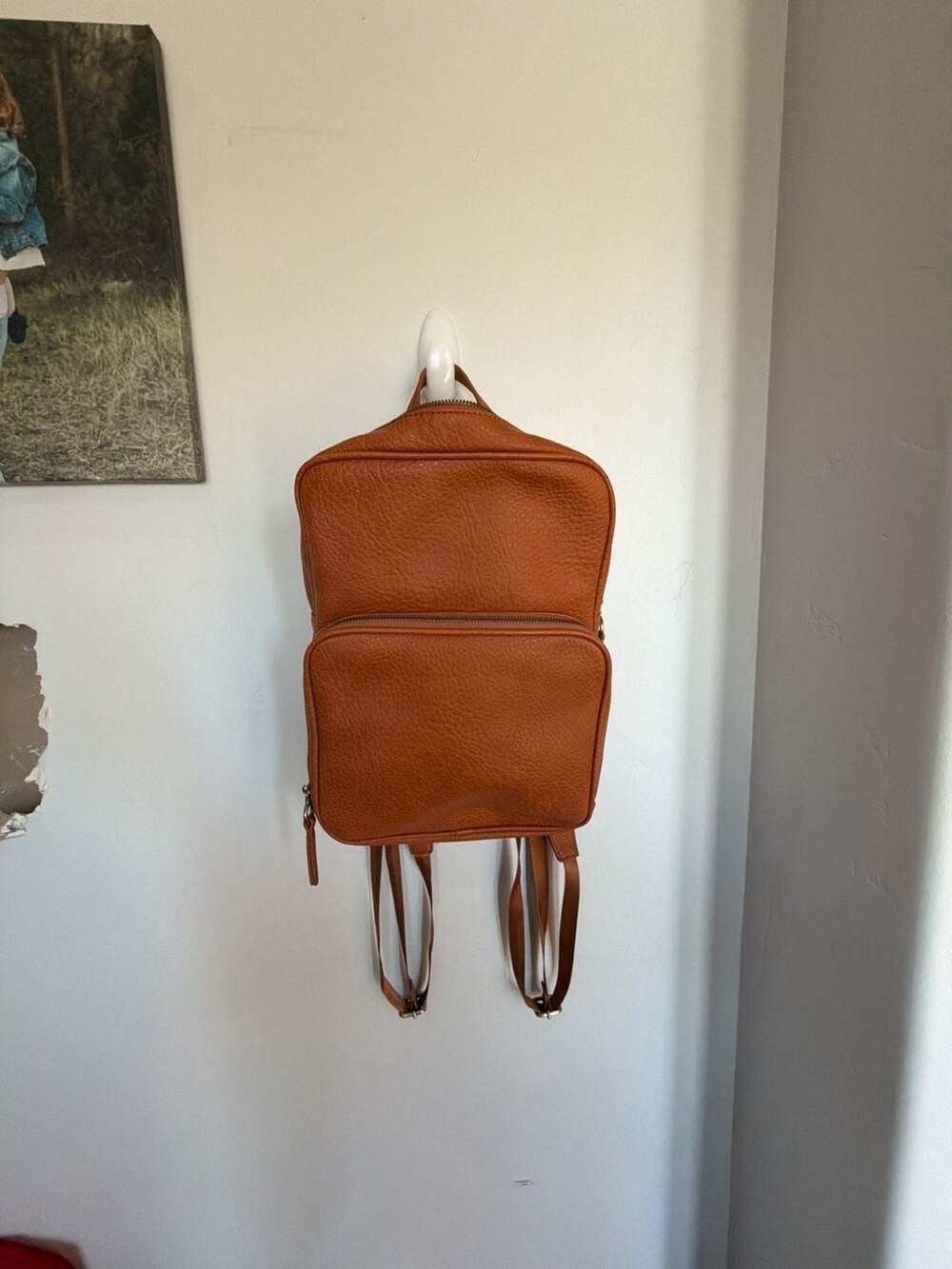 Urban Originals Cognac Brown Vegan Leather Backpack with‎ Studded Straps
